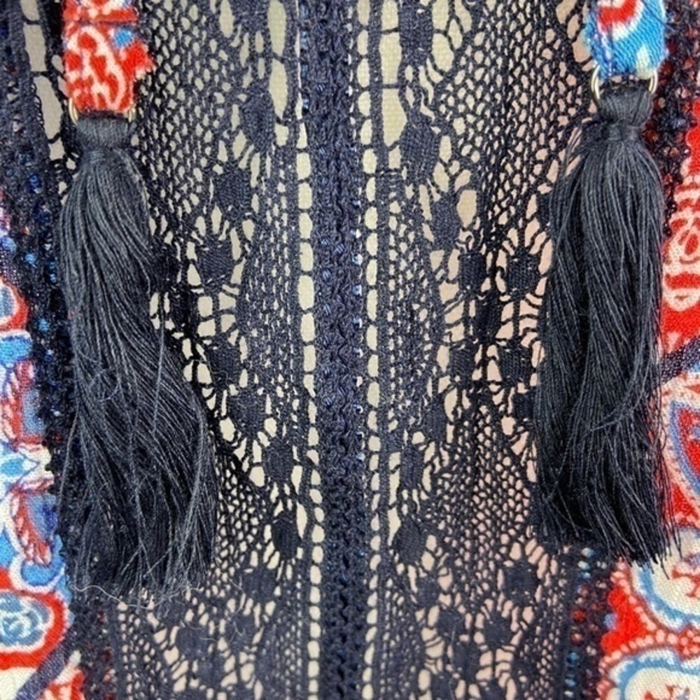 Jessica Simpson‎ Blouse Top Bandana Alaya Sheer Lace Boho Peasant Top Size L - Picture 3 of 16
